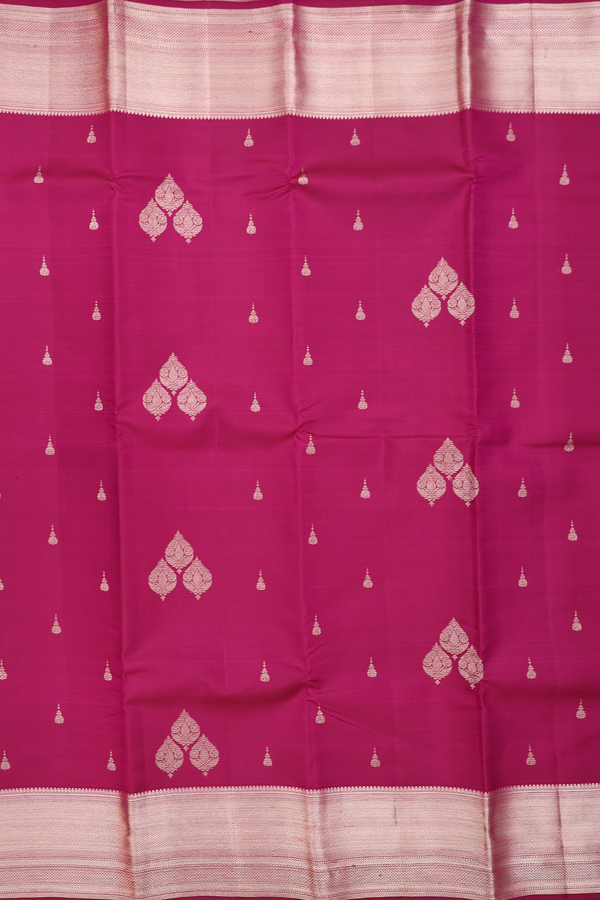 Kanchipuram Silk Saree In Deep Mulberry With Zari Buttas