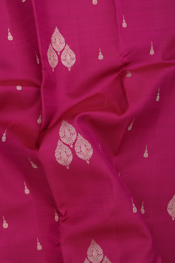 Kanchipuram Silk Saree In Deep Mulberry With Zari Buttas