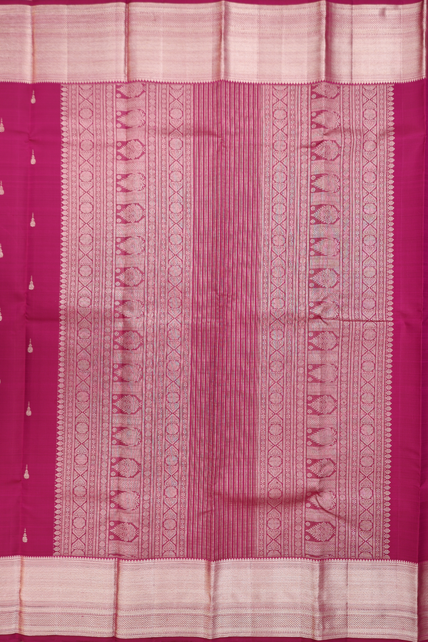 Kanchipuram Silk Saree In Deep Mulberry With Zari Buttas