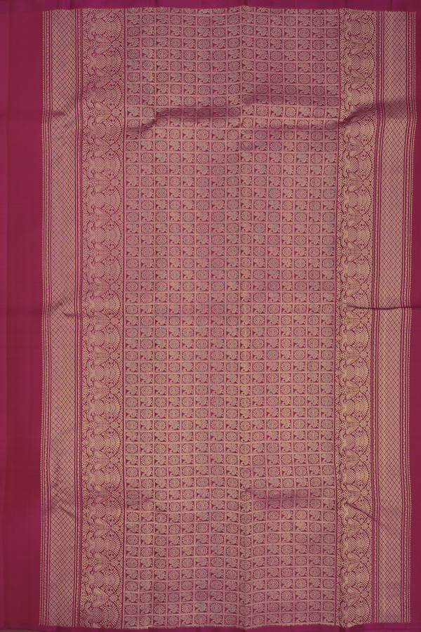 Kanchipuram Silk Saree In Deep Mulberry With Zari Motifs