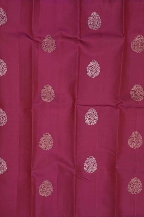 Kanchipuram Silk Saree In Deep Mulberry With Zari Motifs