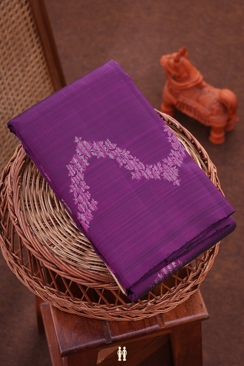 Kanchipuram Silk Saree In Deep Purple With Allover Design
