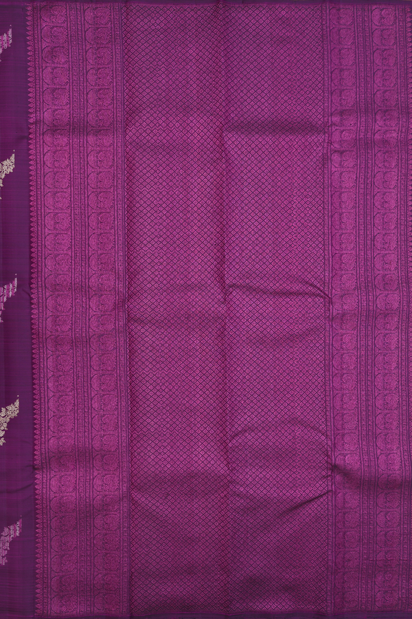Kanchipuram Silk Saree In Deep Purple With Allover Design