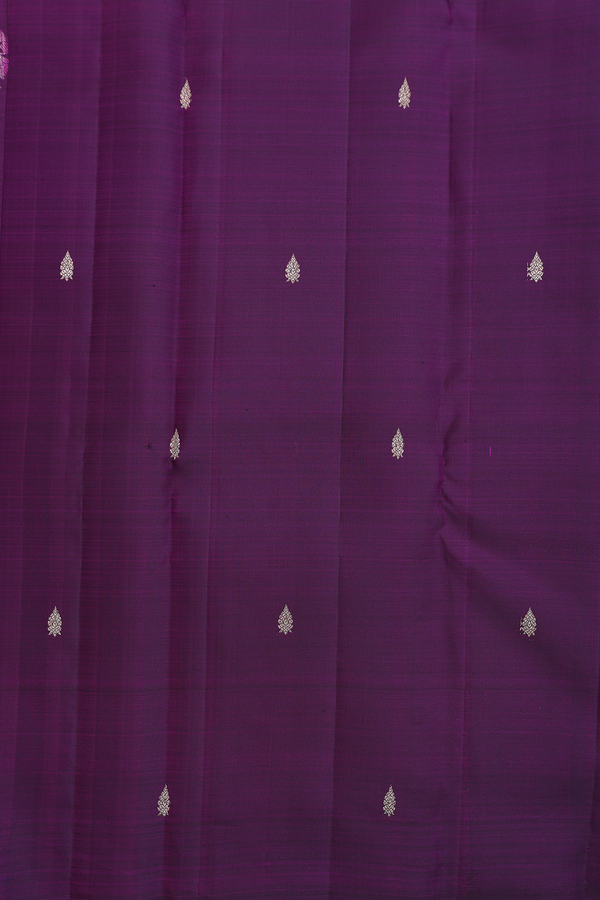 Kanchipuram Silk Saree In Deep Purple With Allover Design