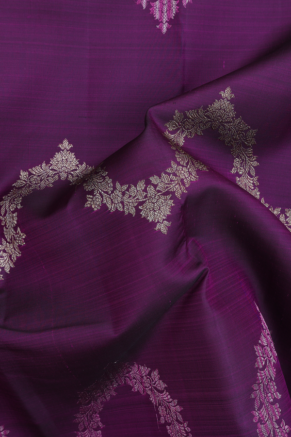Kanchipuram Silk Saree In Deep Purple With Allover Design