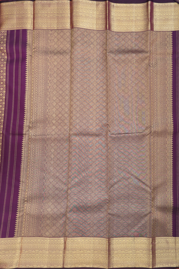 Kanchipuram Silk Saree In Deep Purple With Brocade Design