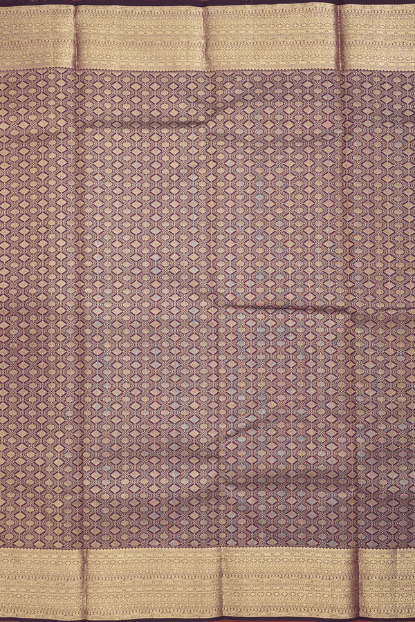 Kanchipuram Silk Saree In Deep Purple With Brocade Design