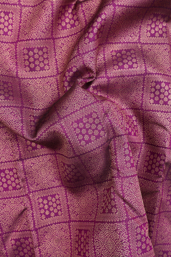 Kanchipuram Silk Saree In Deep Purple With Brocade Design