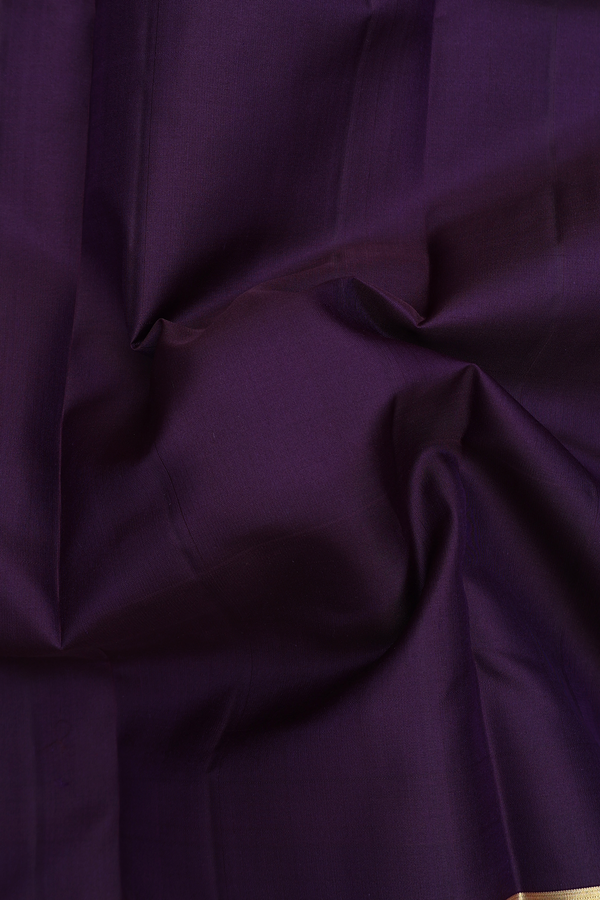 Kanchipuram Silk Saree In Deep Purple With Checks Border