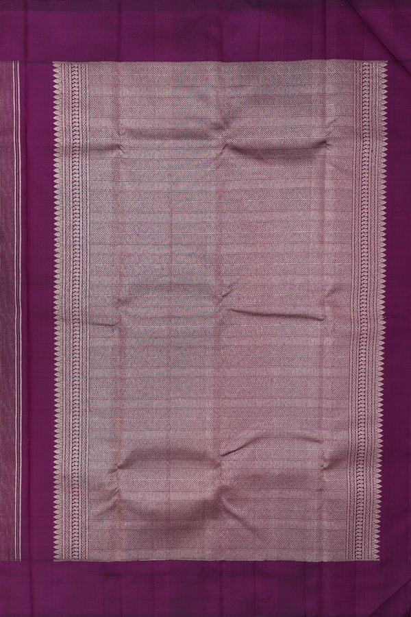 Kanchipuram Silk Saree In Deep Purple With Elephant Design