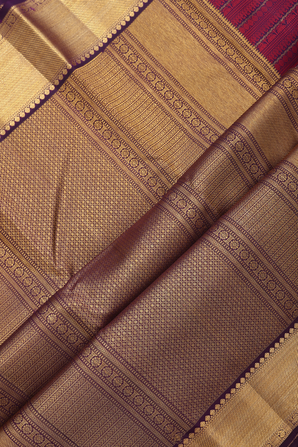 Kanchipuram Silk Saree In Deep Purple With Jacquard Design