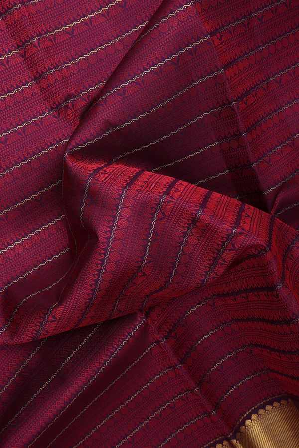Kanchipuram Silk Saree In Deep Purple With Jacquard Design