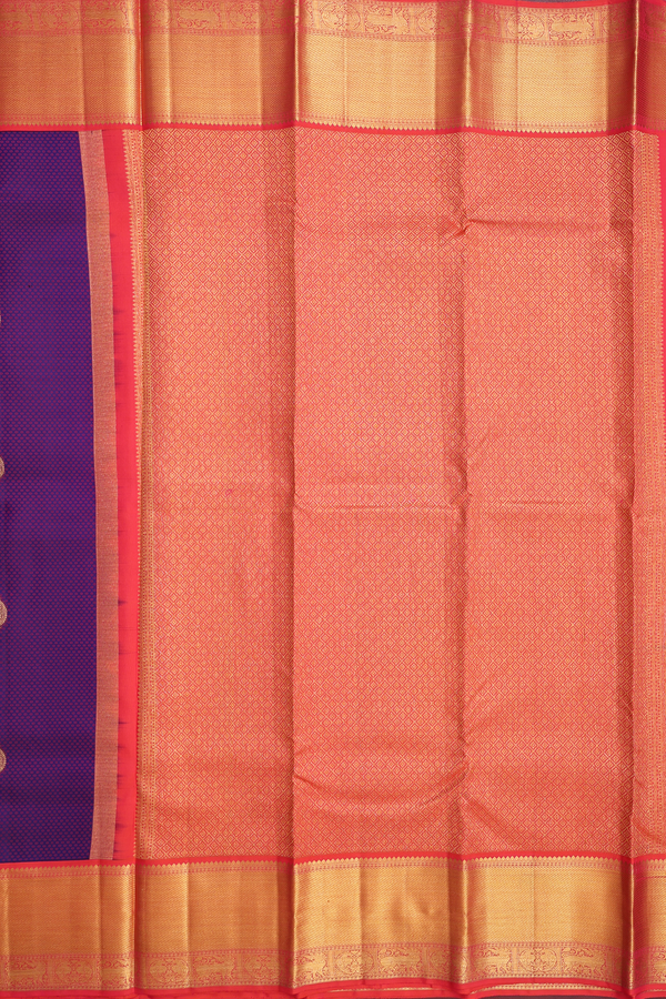 Kanchipuram Silk Saree In Deep Purple With Jacquard Pattern