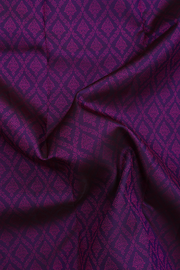 Kanchipuram Silk Saree In Deep Purple With Jacquard Pattern