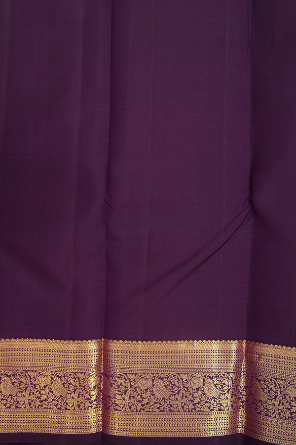 Kanchipuram Silk Saree In Deep Purple With Kolam Buttas