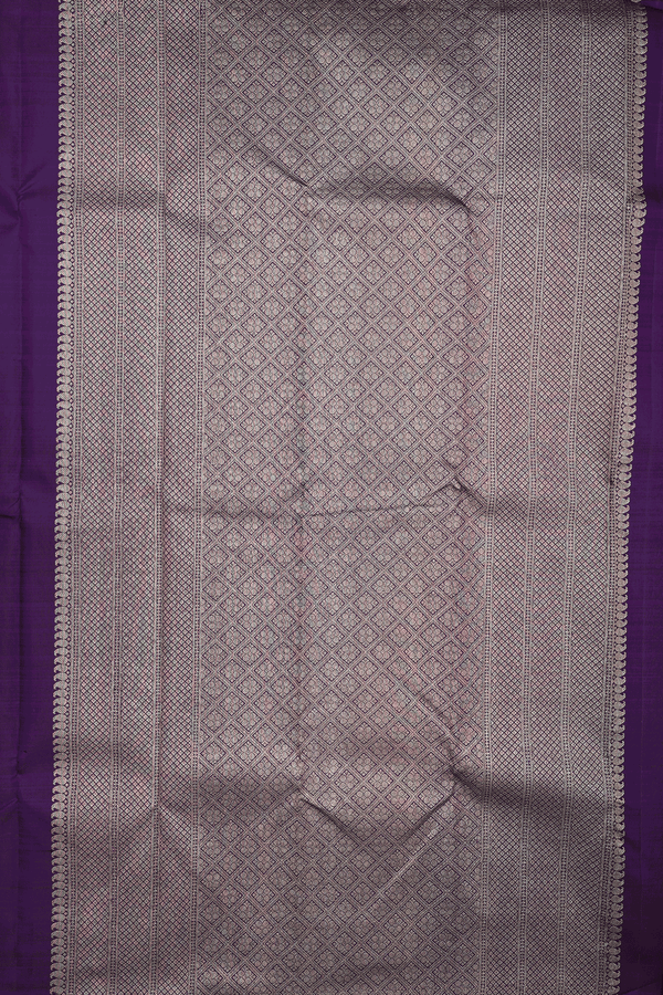 Kanchipuram Silk Saree In Deep Purple With Mandala Design