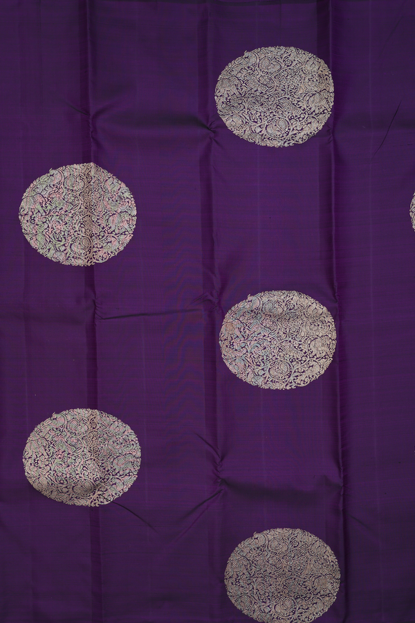 Kanchipuram Silk Saree In Deep Purple With Mandala Design