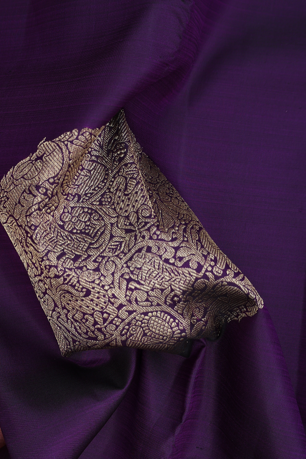 Kanchipuram Silk Saree In Deep Purple With Mandala Design