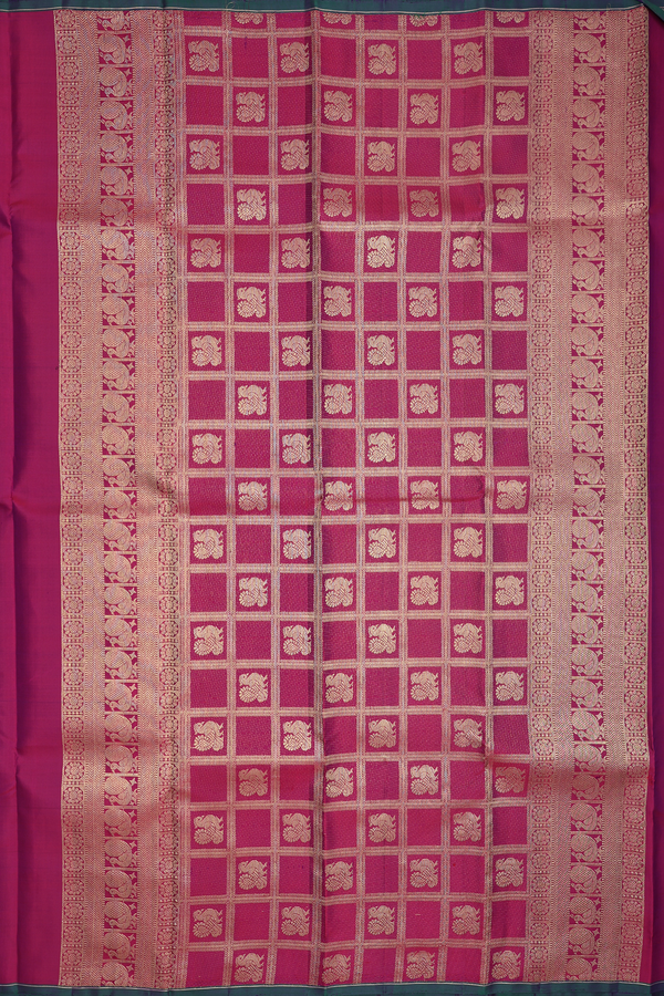 Kanchipuram Silk Saree In Deep Purple With Peacock Buttas