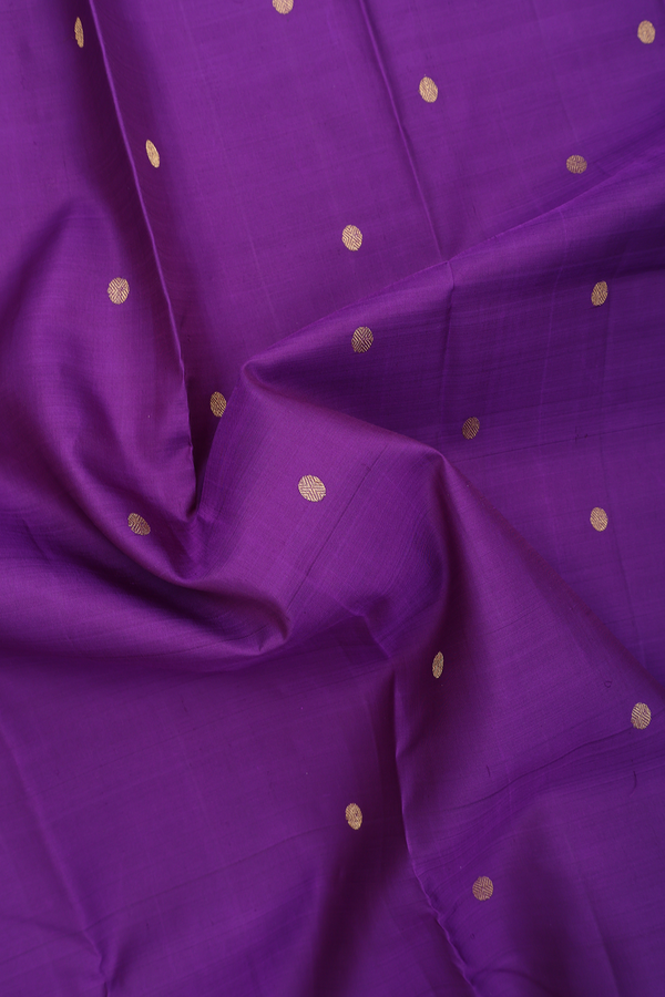 Kanchipuram Silk Saree In Deep Purple With Rudraksh Buttas