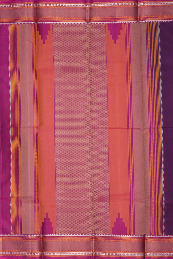 Kanchipuram Silk Saree In Deep Purple With Threadwork Motifs