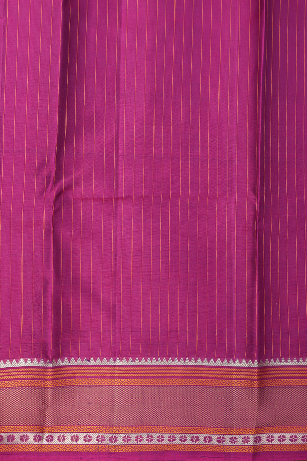 Kanchipuram Silk Saree In Deep Purple With Threadwork Motifs