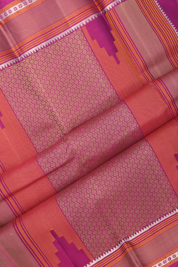 Kanchipuram Silk Saree In Deep Purple With Threadwork Motifs