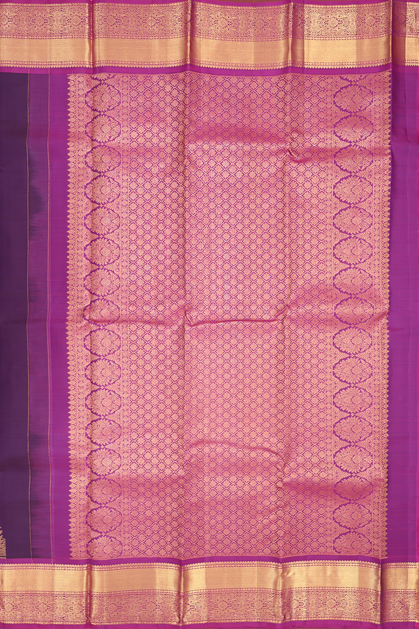 Kanchipuram Silk Saree In Deep Purple With Tree Motifs