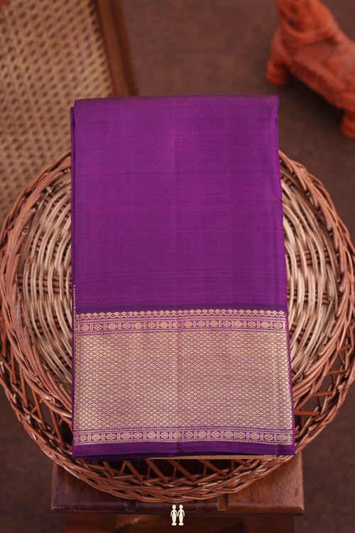 Kanchipuram Silk Saree In Deep Purple With Zari Border