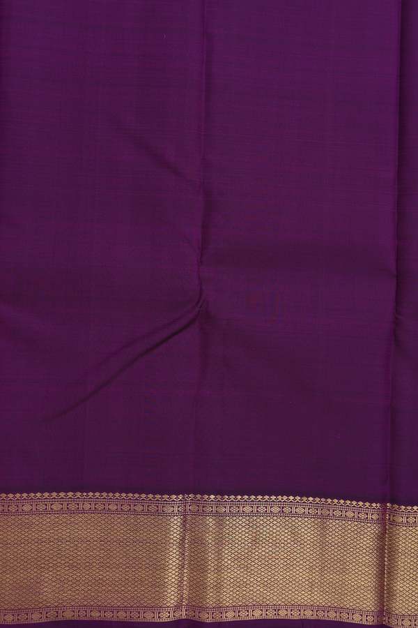 Kanchipuram Silk Saree In Deep Purple With Zari Border