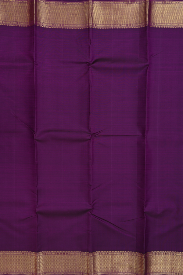 Kanchipuram Silk Saree In Deep Purple With Zari Border