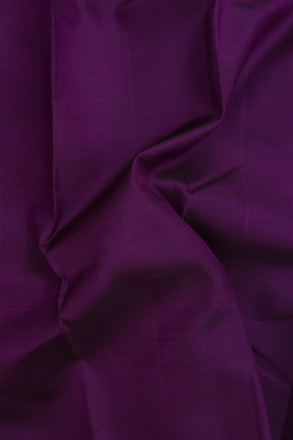 Kanchipuram Silk Saree In Deep Purple With Zari Border