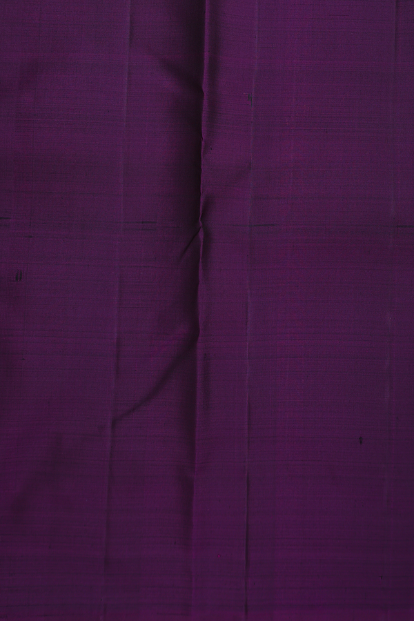 Kanchipuram Silk Saree In Deep Purple With Zari Buttas