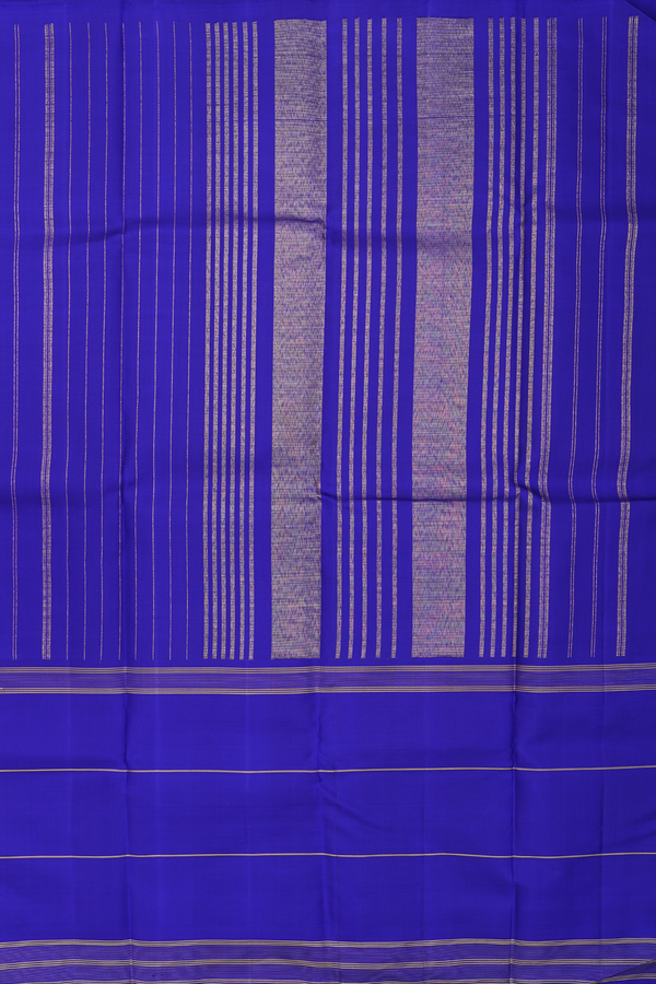 Kanchipuram Silk Saree In Deep Sky Blue With Peacock Border