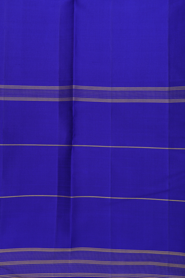Kanchipuram Silk Saree In Deep Sky Blue With Peacock Border
