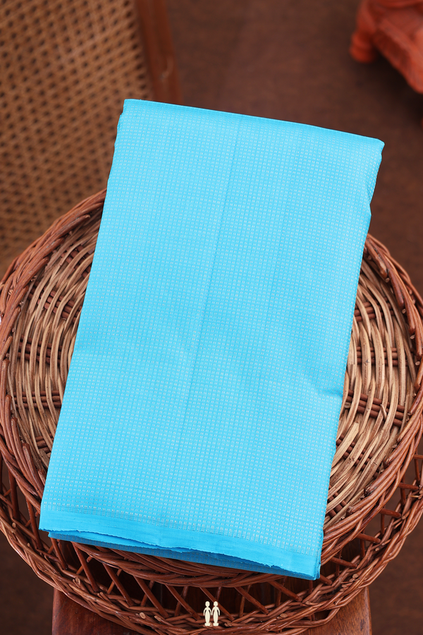 Kanchipuram Silk Saree In Deep Sky Blue With Stripes Design