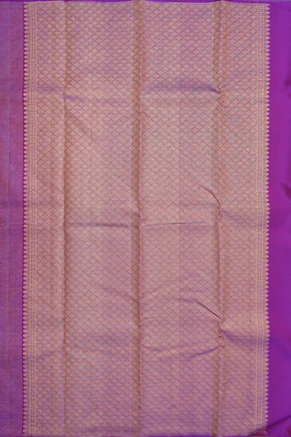Kanchipuram Silk Saree In Purple Along Stripes With Buttas