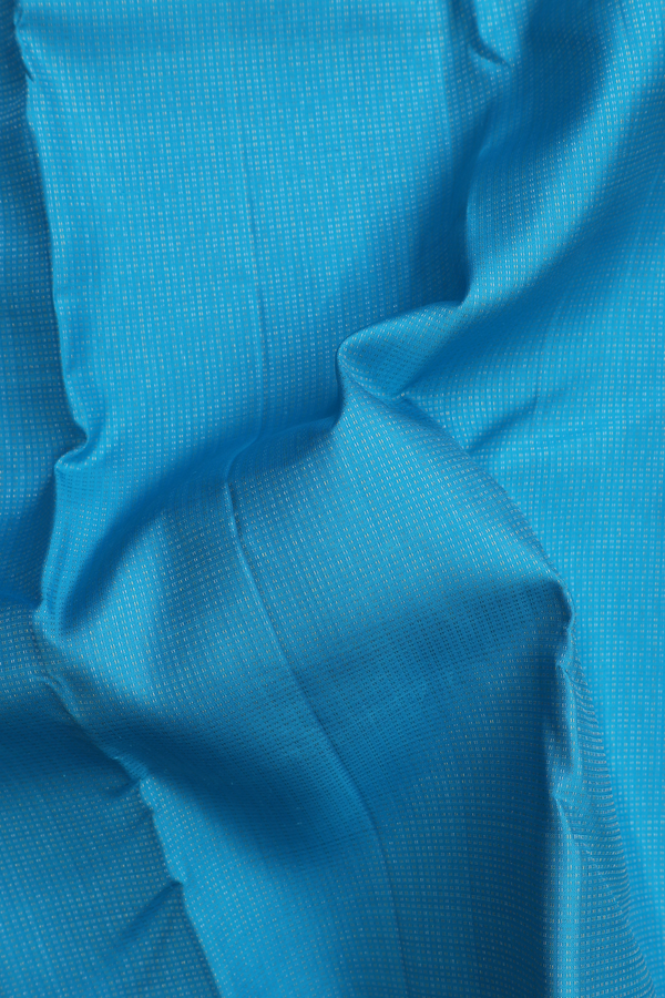 Kanchipuram Silk Saree In Deep Sky Blue With Stripes Design