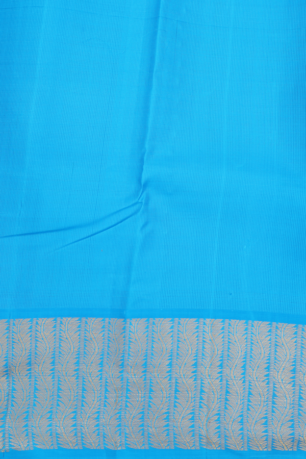 Kanchipuram Silk Saree In Deep Sky Blue With Zari Border