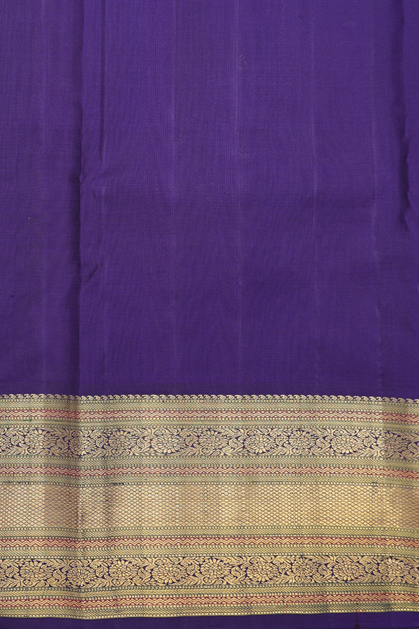 Kanchipuram Silk Saree In Deep Sky Blue With Zari Buttas