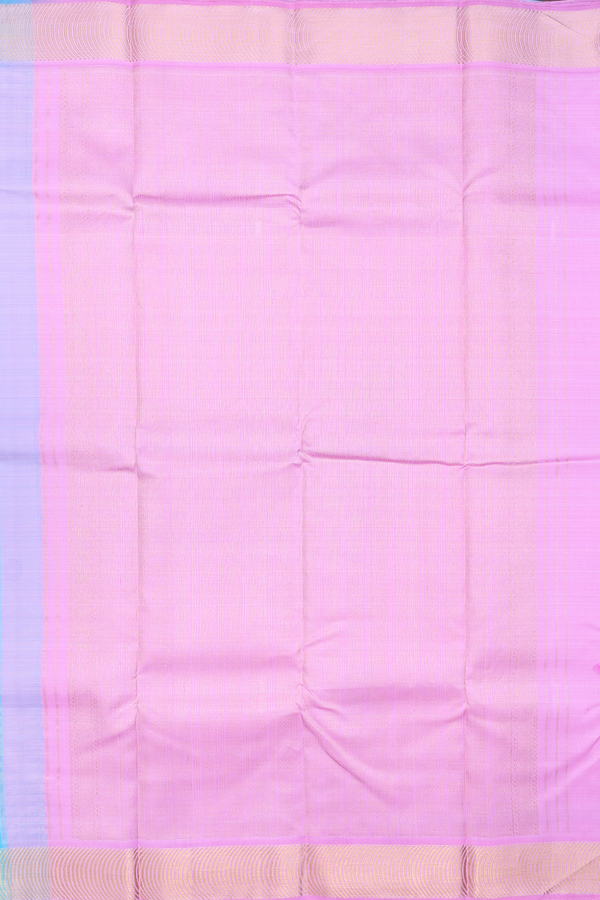 Kanchipuram Silk Saree In Deep Sky Blue With Zari Buttis