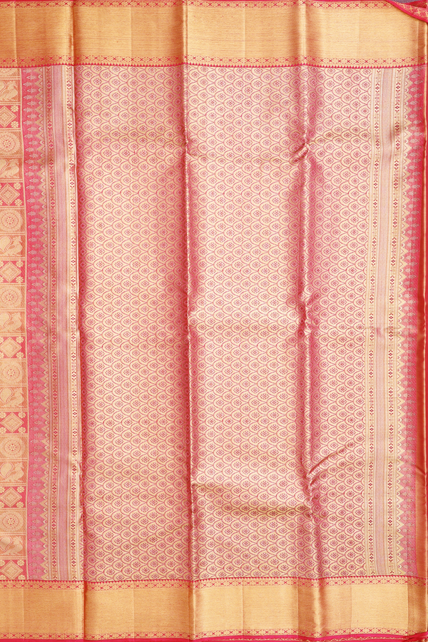 Kanchipuram Silk Saree In Dual Tone Tissue With Peacock Design