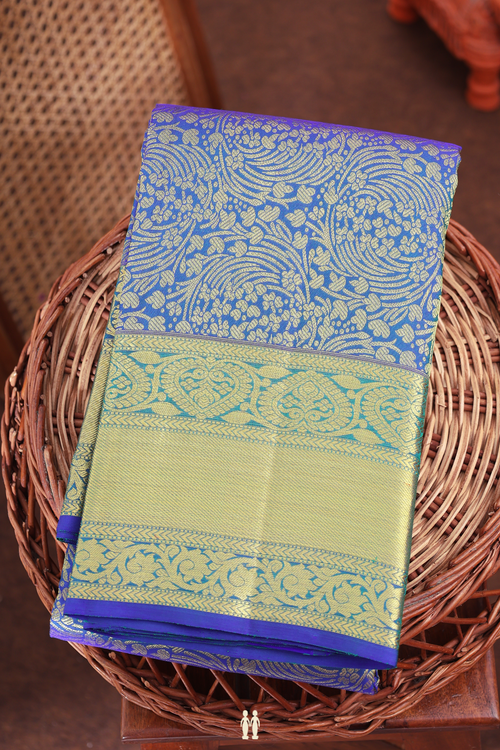Kanchipuram Silk Saree In Dual Tone With Brocade Design