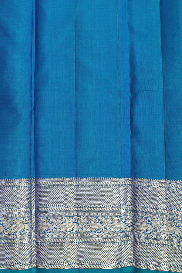 Kanchipuram Silk Saree In Peacock Blue With Brocade Design