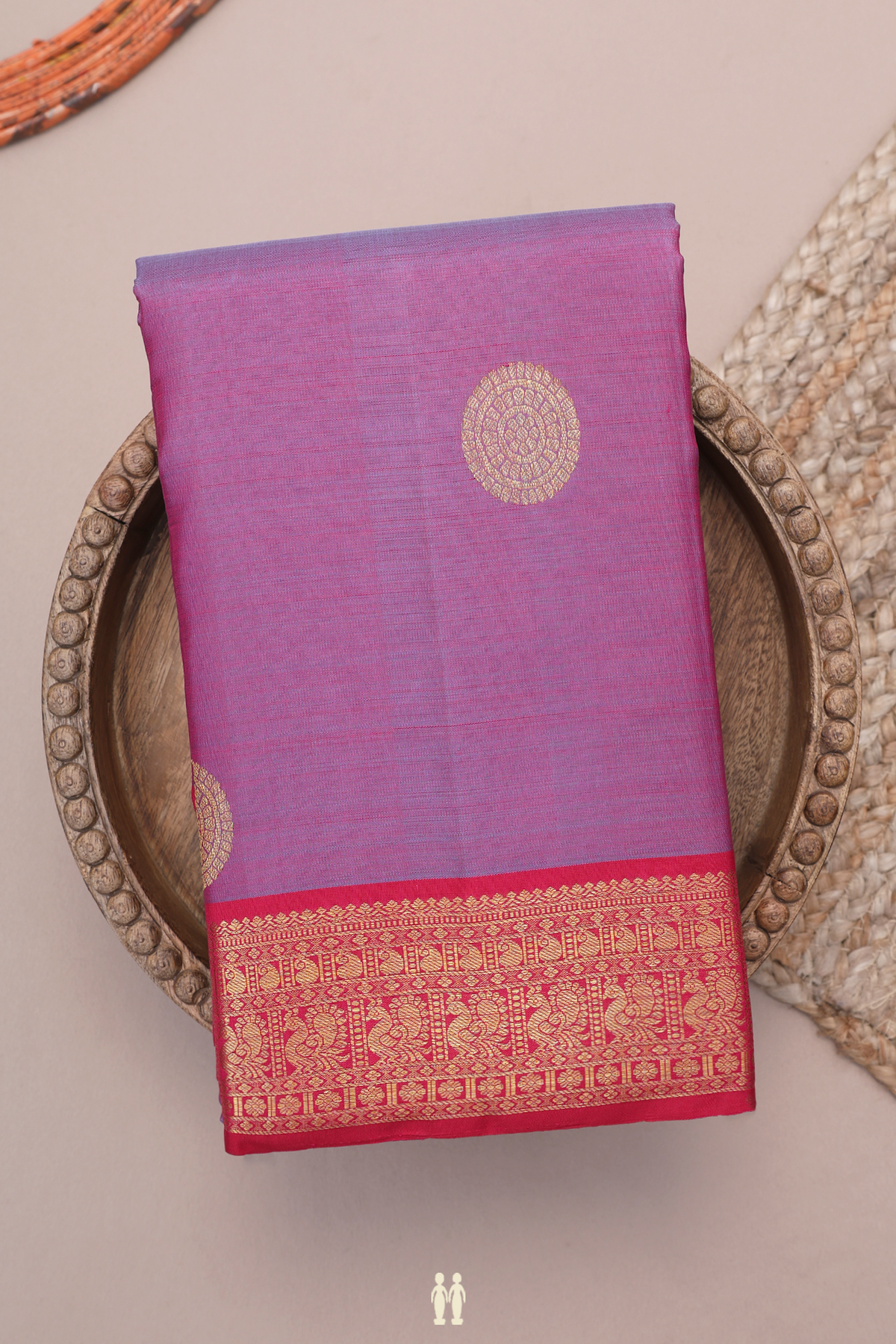 Kanchipuram Silk Saree In Dual Tone With Chakram Zari Motifs