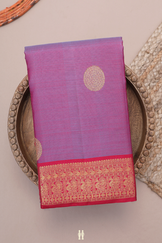 Kanchipuram Silk Saree In Dual Tone With Chakram Zari Motifs