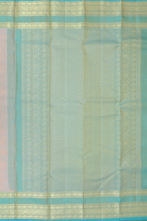 Kanchipuram Silk Saree In Dual Tone With Checks Design