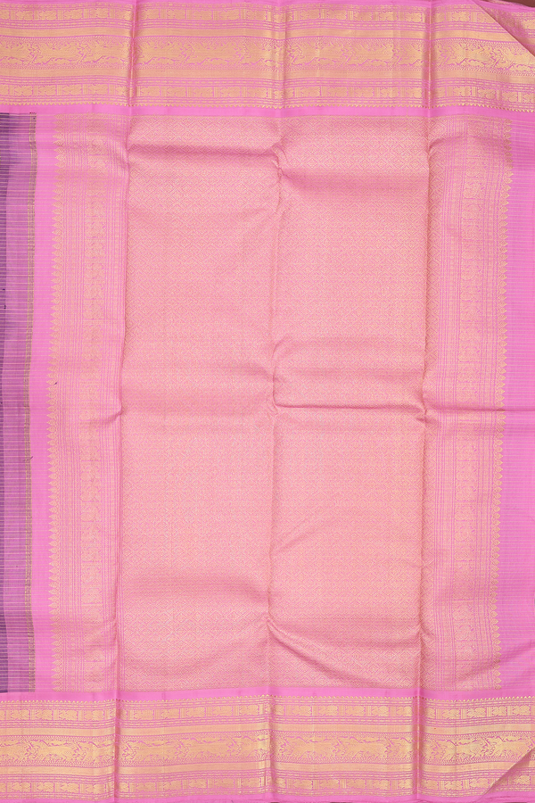Kanchipuram Silk Saree In Dual Tone With Checks Design