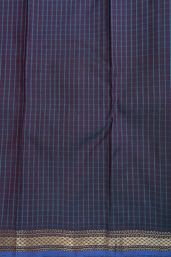 Kanchipuram Silk Saree In Dual Tone With Checks Design