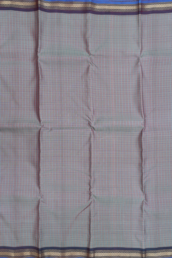 Kanchipuram Silk Saree In Dual Tone With Checks Design
